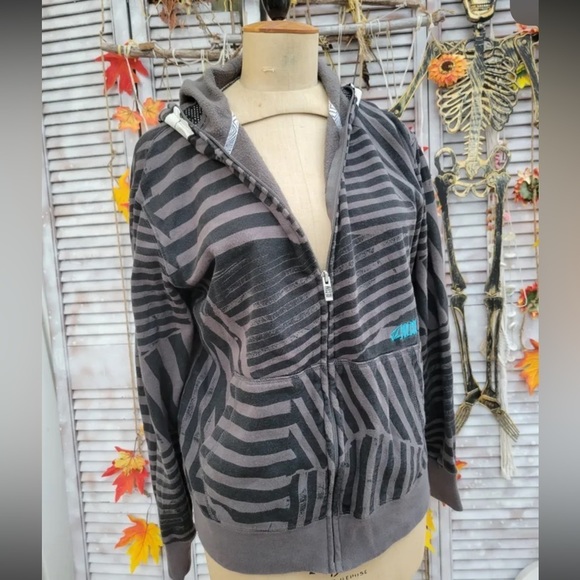 VOLCOM Cotton Blend Striped Graphic Hoodie - Picture 2 of 10